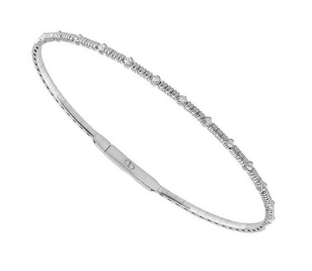 IDD Diamond Bangle Bracelet in 14k White Gold. 0.20ctw