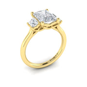 Vlora Bridal Three-Stone Engagement Ring with an Emerald Cut center stone