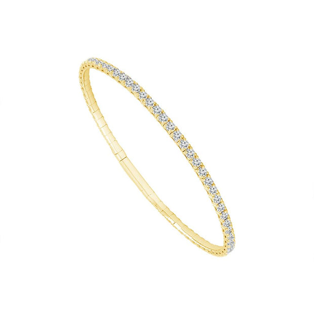 IDD Flexible Diamond Bangle Bracelet in 14k Yellow Gold