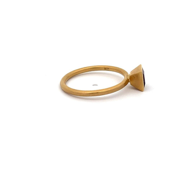 Kimberly Collins Amethyst Ring in 18k Yellow Gold with sandblasted finish