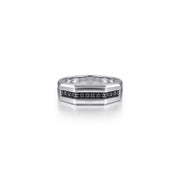 Gabriel Men's Ring With Black Spinel Inlay in Sterling Silver
