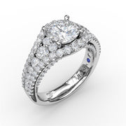 FANA 14K WG Graduated Diamond Encrusted Engagement Semi-Mount Ring