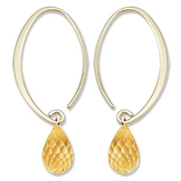 Carla Mini Simple Sweep Citrine Earrings in 14k yellow gold