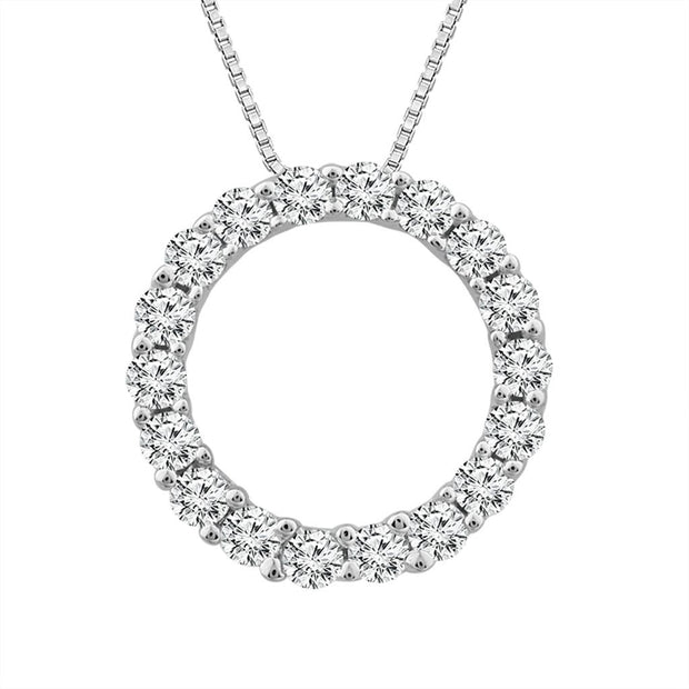 Diamond Circle Necklace in 14k White Gold