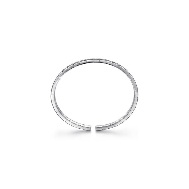 Gabriel Open Herringbone Cuff Bangle Bracelet in Sterling Silver