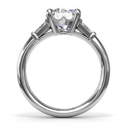 Fana Diamond Engagement Ring With Tapered Baguettes On The Sides In 14K White Gold With 0.26Cts