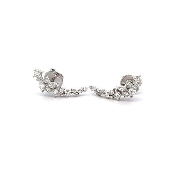 Diamond Climber Earrings in 14k White Gold