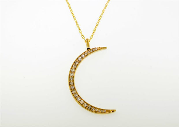 Crescent Moon with Diamonds Pendant