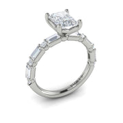 Vlora Bridal Classic Engagement Ring with a Emerald Cut center stone featuring 0.78 total carats of accent Diamonds