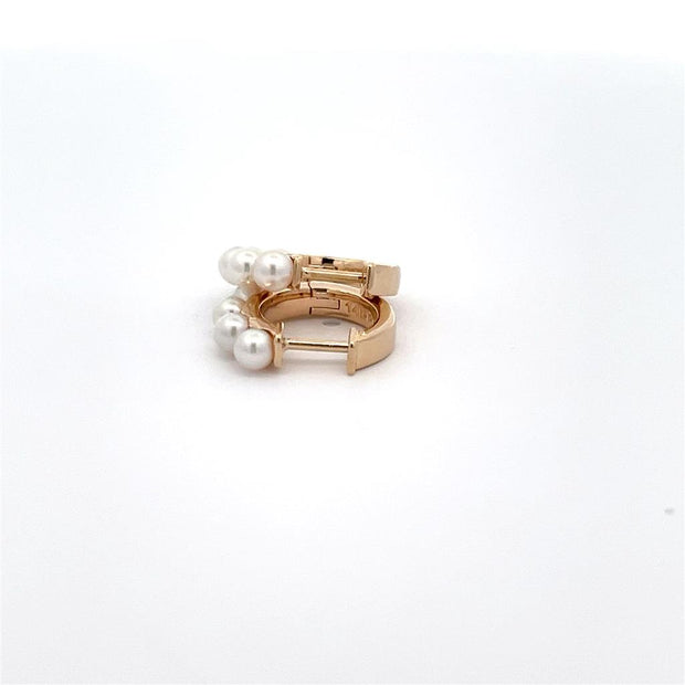 Plateau Jewelers 13mm Hinged Hoop Earring in 14k Yellow Gold with 3mm Akoya Pearls