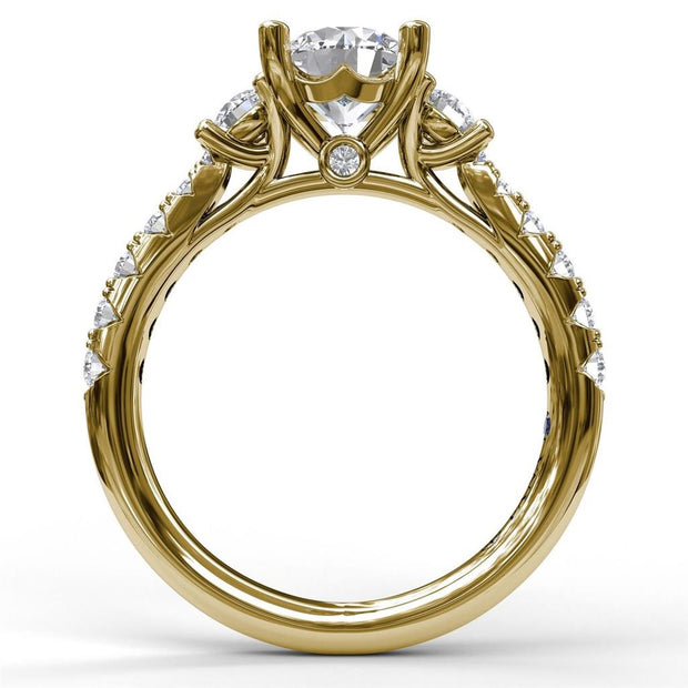 FANA Three Stone Diamond Engagement Ring in 14K Yellow Gold/White Gold