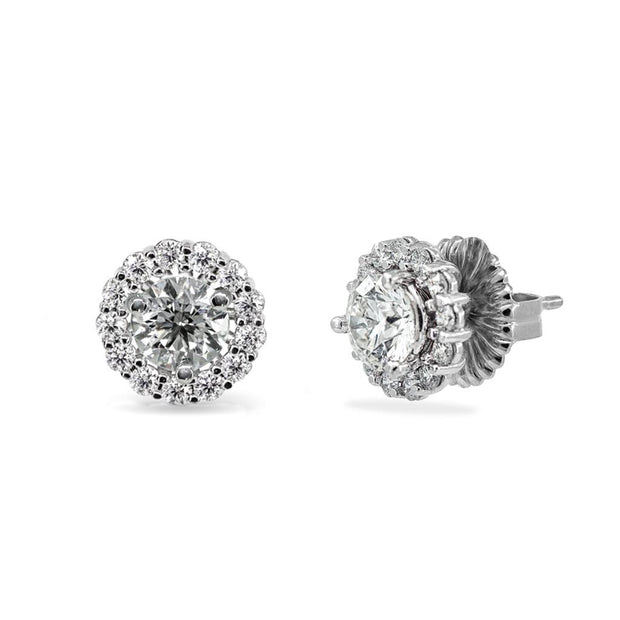 Plateau Jewelers' Diamond Halo Earrings Jackets in 14k White Gold