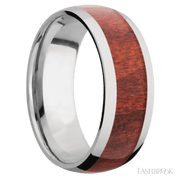 8 mm wide/Domed/Titanium band with one 5 mm Centered inlay of Red Heart.