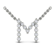 Vlora Letter M Necklace with diamonds in 14K White Gold