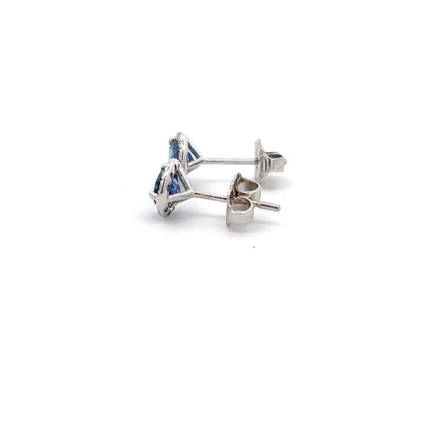 Sapphire and Diamond Stud Earrings in 14k white gold