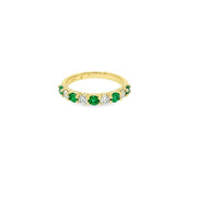Emerald and Diamond Band in 14k Yellow Gold