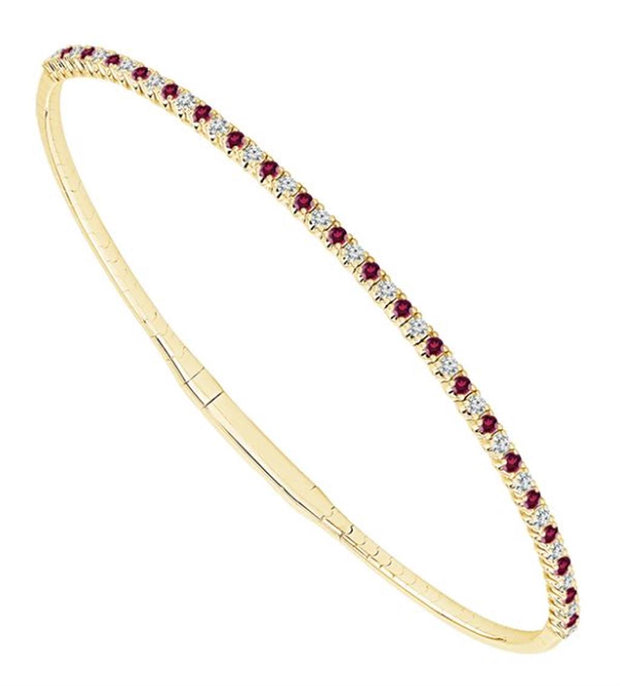 IDD Flexible Bangle 14k Yellow Gold with .25 tcw in Diamond and Ruby