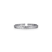 Gabriel Open Herringbone Cuff Bangle Bracelet in Sterling Silver