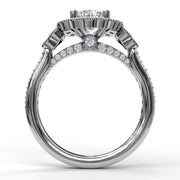 Fana Floral Halo Diamond Engagement Semi-Mount in 14k White Gold Ring