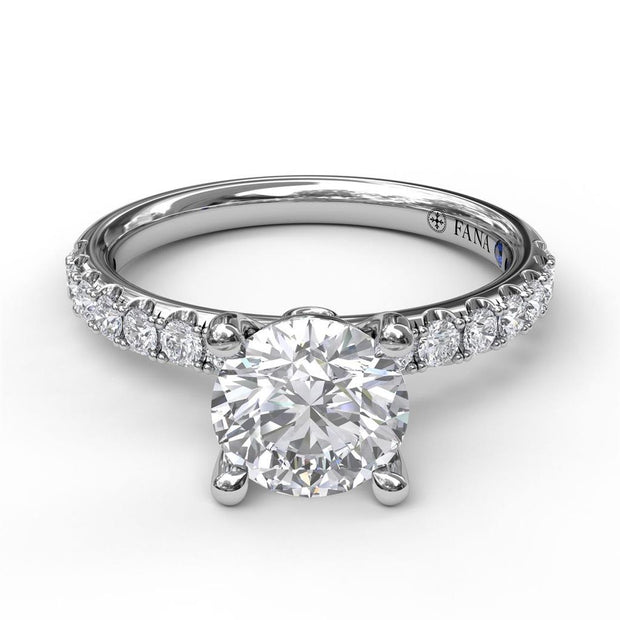 Fana Classic Pave Round Diamond Engagement Semi-Mount in 14k White Gold