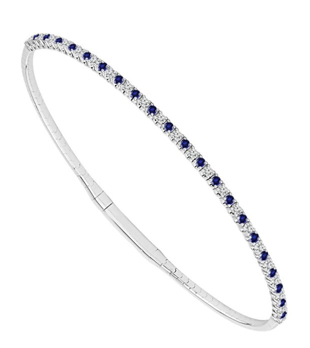 IDD Flexible Banlge in 14k White Gold with sapphire and diamond .25 tcw