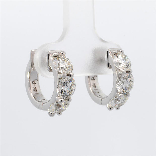 Plateau Jewelers Diamond Hoop Earrings in 14k White Gold. 3.00 ctw