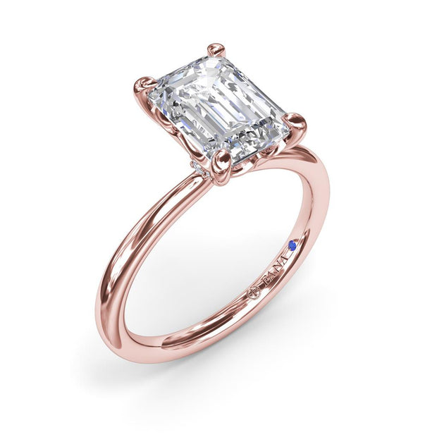 FANA Diamond Engagement Ring with Hidden Halo in 14K Rose Gold/White Gol