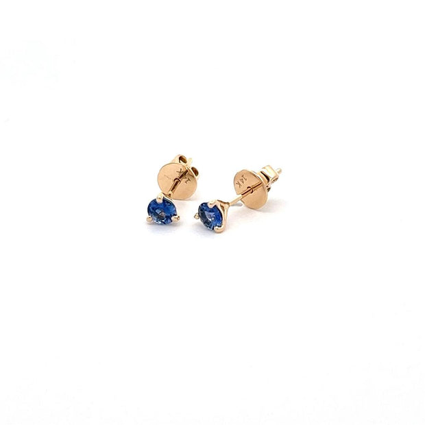 Round Blue Sapphire Stud Earrings