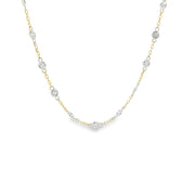 Diamond Bezel Set Necklace in 14k White and Yellow Gold. 2.90 ct. GH/SI2