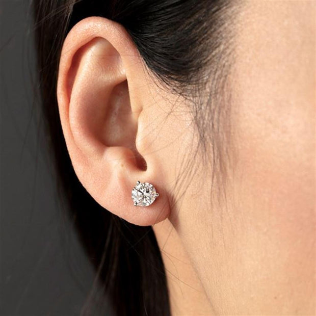 .31 ct. Hearts On Fire Diamond Three-Prong Stud Earrings in 18k White Gold.