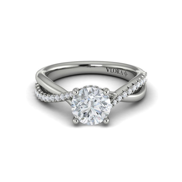 Vlora Bridal Classic Engagement Ring with a Round center stone featuring 0.30 total carats of accent Diamonds