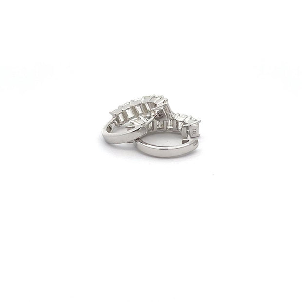 Diamond Hoop Earrings with Emerald Cut Diamonds