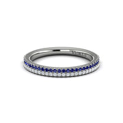 VLORA Sapphire and Diamond Band in 14k White Gold with 0.16ct diamonds and 0.19ct sapphires