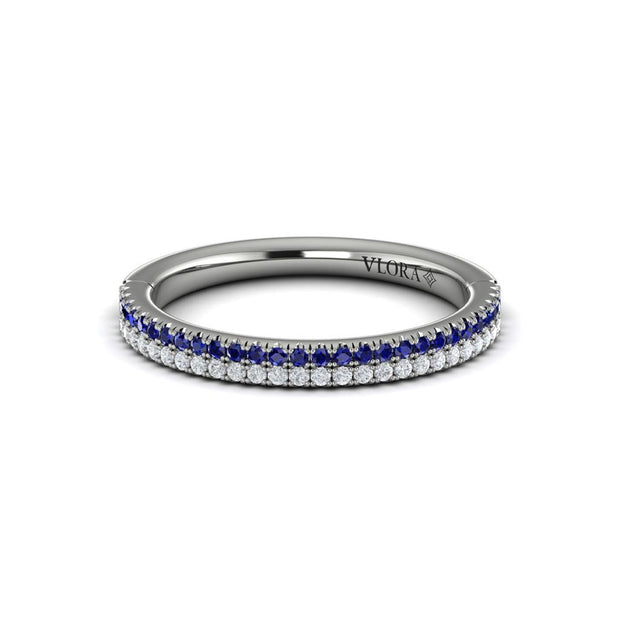 VLORA Sapphire and Diamond Band in 14k White Gold with 0.16ct diamonds and 0.19ct sapphires