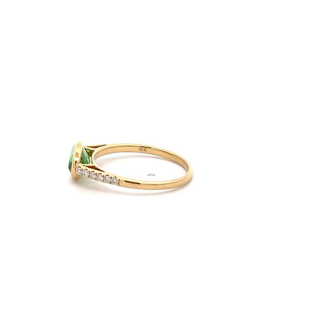 Kimberly Collins Tsavorite Garnet and Diamond Ring in 18k Yellow Gold
