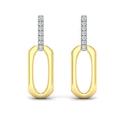 VLORA Two Tone Paperclip Earrings in 14K with 0.20ct