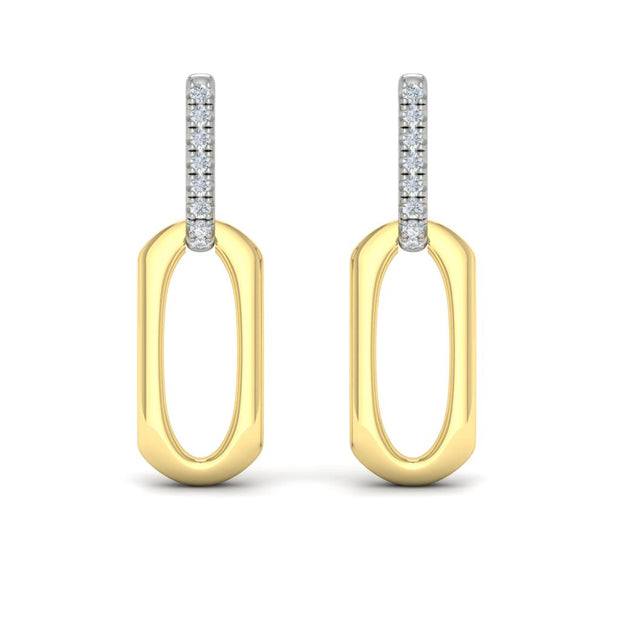 VLORA Two Tone Paperclip Earrings in 14K with 0.20ct