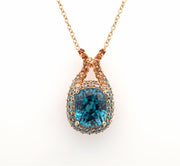 Plateau Jewelers Blue Zircon Pendant in 14k Yellow Gold
