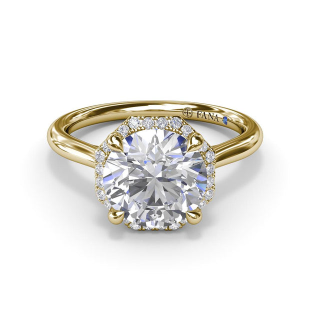 FANA Diamond Engagement Ring in 14K Yellow Gold with Octagon Halo with 0.14ct