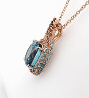 Plateau Jewelers Blue Zircon Pendant in 14k Yellow Gold