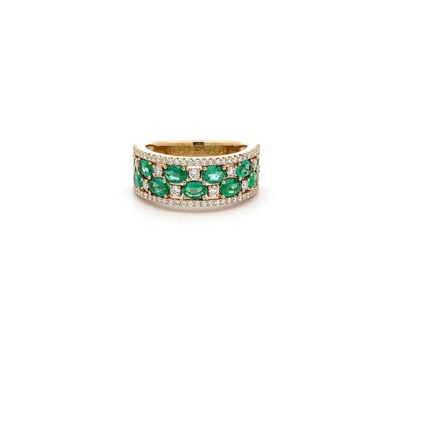 Vlora Emerald and Diamond Ring in 14k Yellow Gold.
