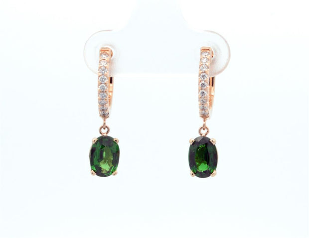 Tsavorite Garnet Drop Earrings in 14k Yellow Gold