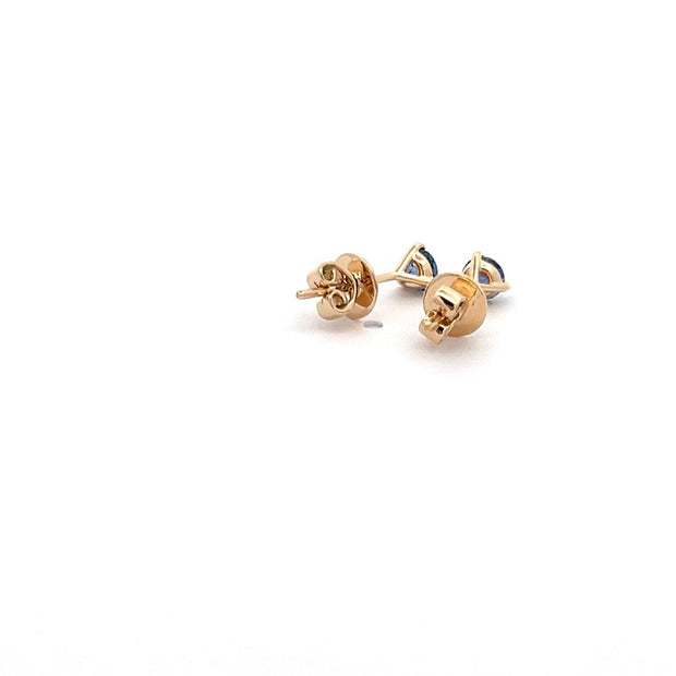 Round Blue Sapphire Stud Earrings