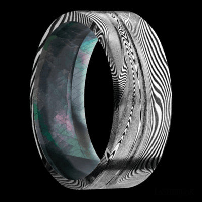 8 mm wide Flat Tightweave band featuring a Black Mother of Pearl sleeve.
