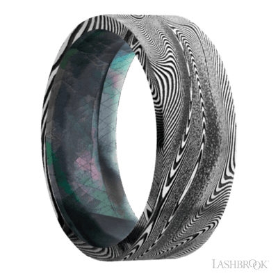 8 mm wide Flat Tightweave band featuring a Black Mother of Pearl sleeve.