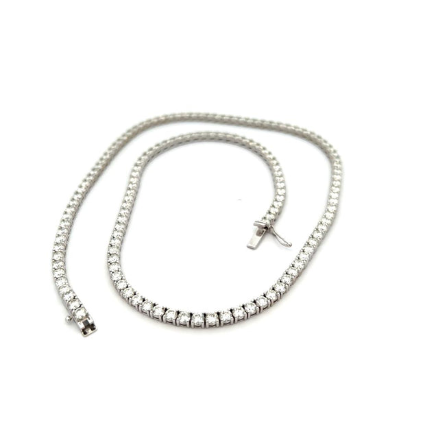 Diamond Tennis Necklace in 14k White Gold. 16.46 ct