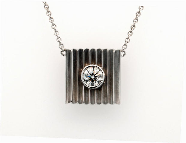 Plateau Jewelers Louver Diamond Necklace in 14k white gold. .30 ct