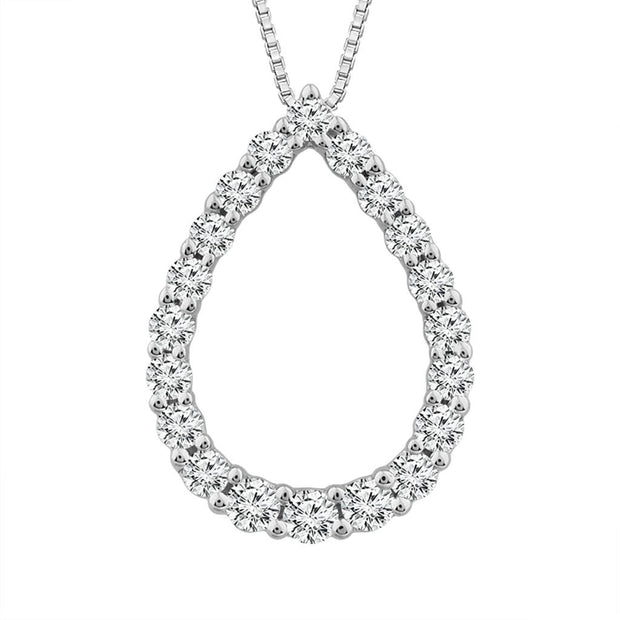 Pear Shape Diamond Pendant in 14k White Gold