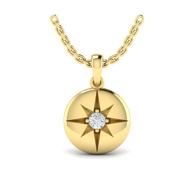 Vlora Diamond Pendant in 14K Yellow Gold with 0.11ct
