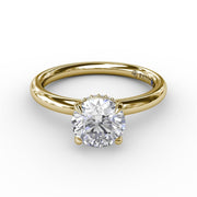 FANA Contemporary Solitaire Diamond Ring with Hidden Halo in 14K Yellow Gold